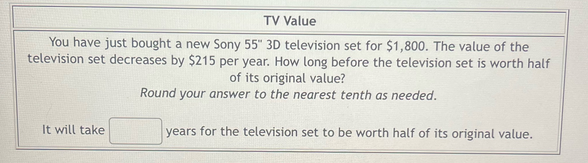 TV Value You have just bought a new Sony 55" 3D