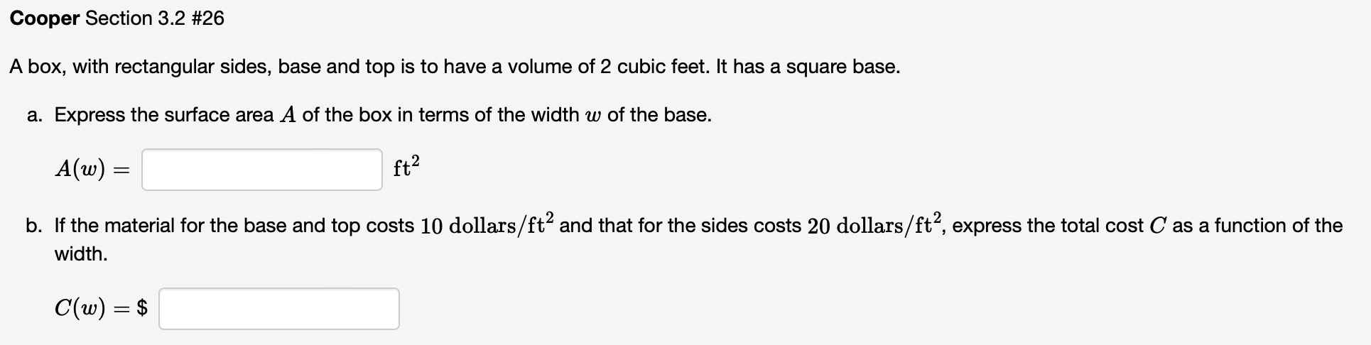 Cooper Section 3.2 #26 A box, with rectangular