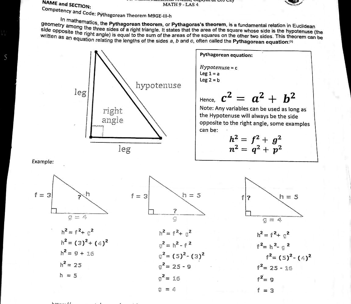 leg n = q'+p Example: f = 3 f = 3 h = 5 h =
