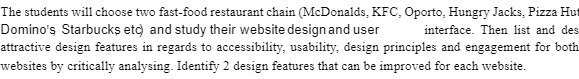 The students will choose two fast-food restaurant