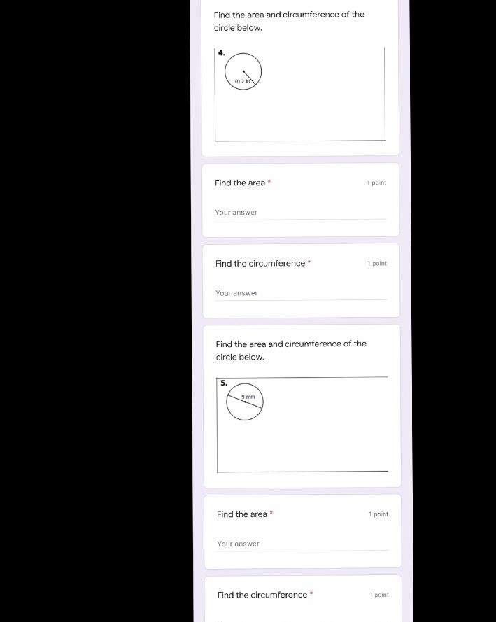 Circles Intro Find the area and circumference of