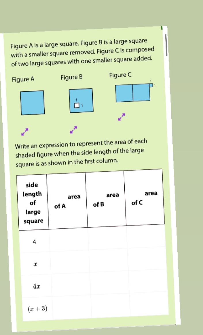 Help Figure A is a large square. Figure B is a