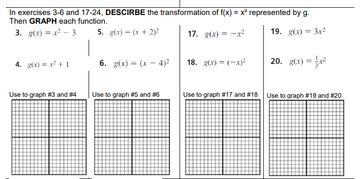 In exercises 3-6 and 17-24, DESCIRBE the