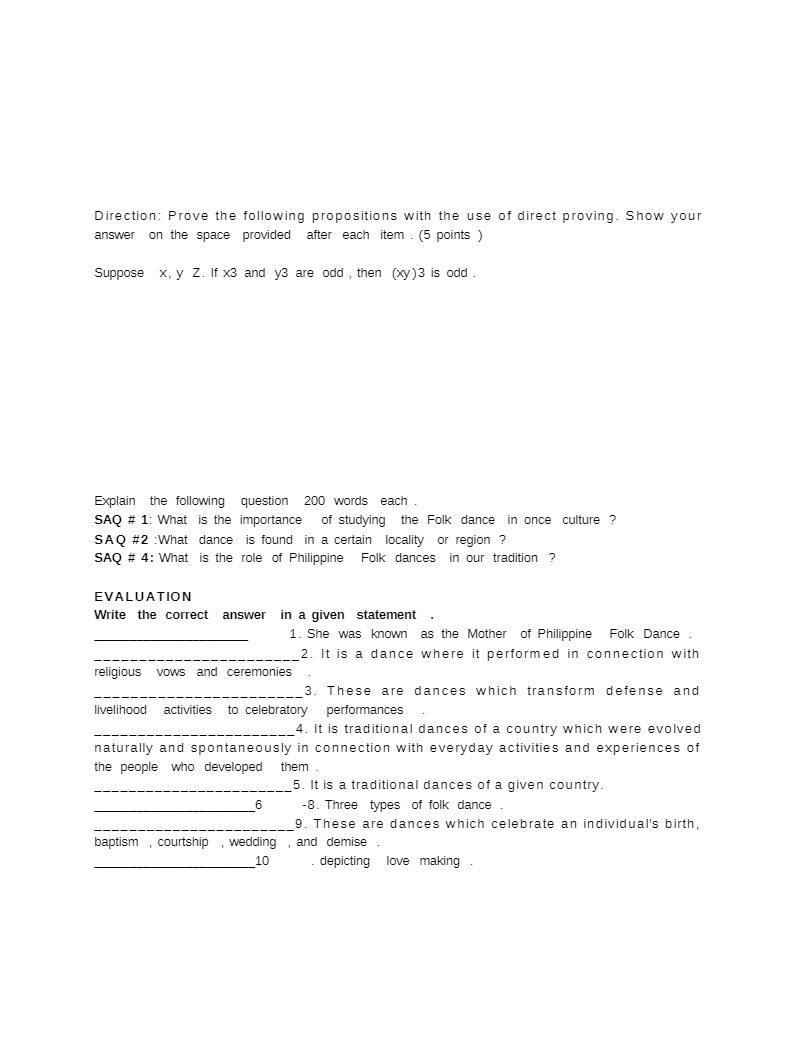 Direction: Prove the following propositions with