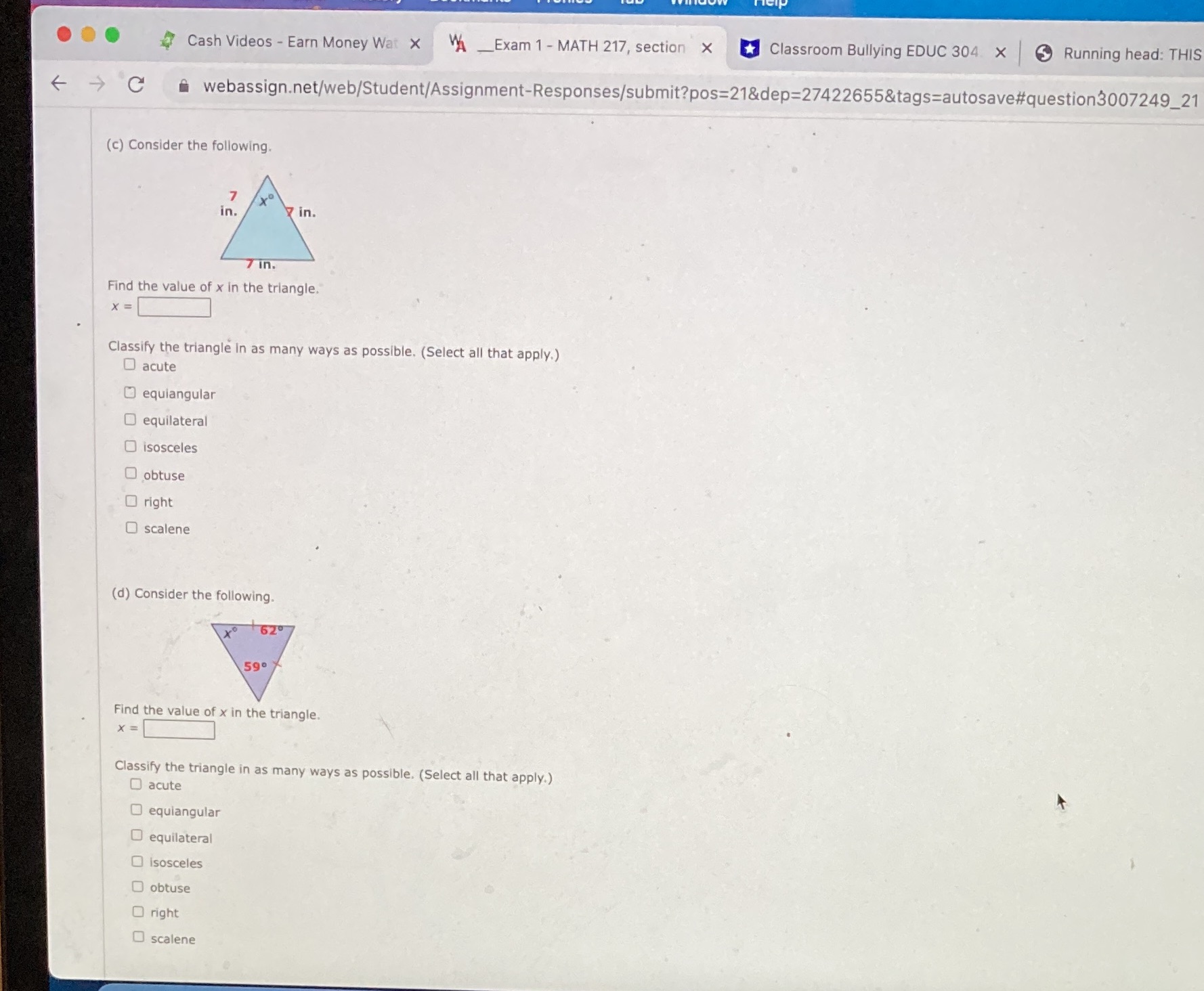 Cash Videos - Earn Money Wat X A _Exam 1 - MATH