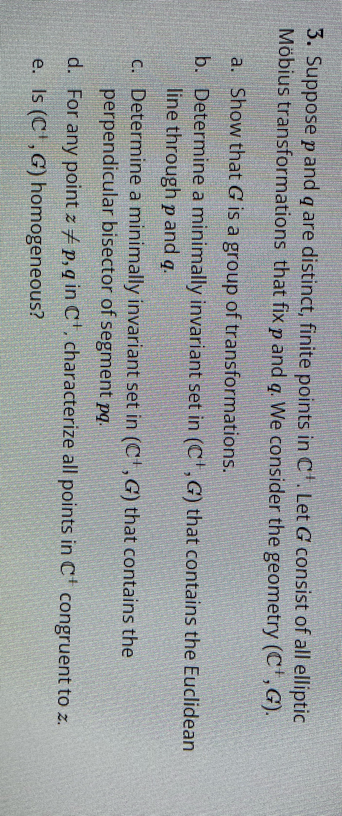 3. Suppose p and q are distinct, finite points in
