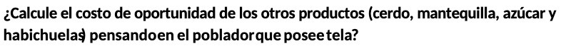 Calcule el costo de oportunidad de los otros