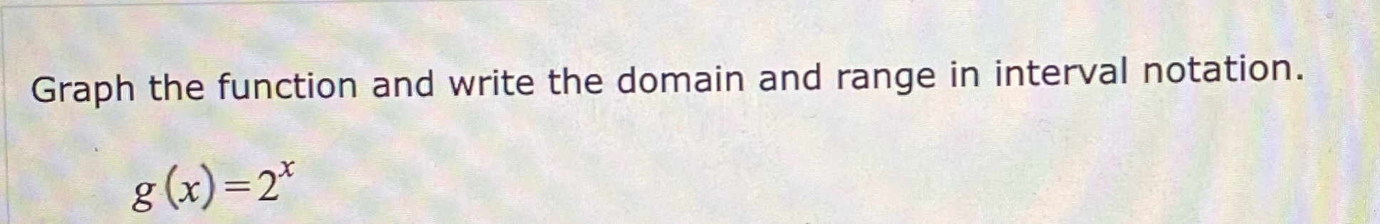 Graph the function and write the domain and range