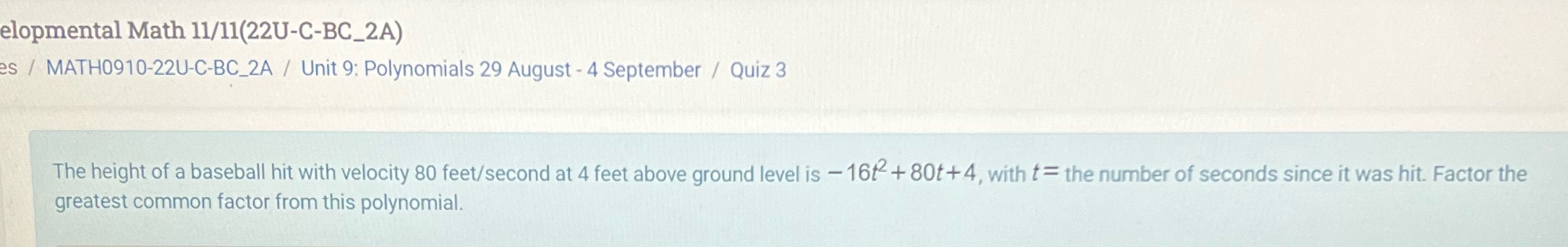 Please do it immediately elopmental Math