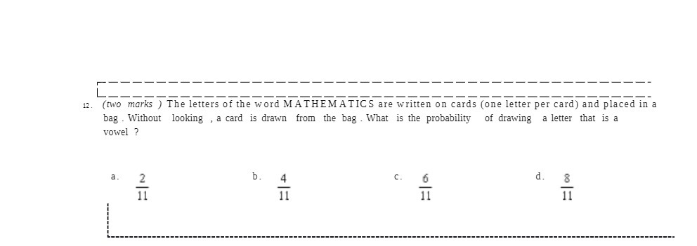 12. (two marks J The letters of the ward