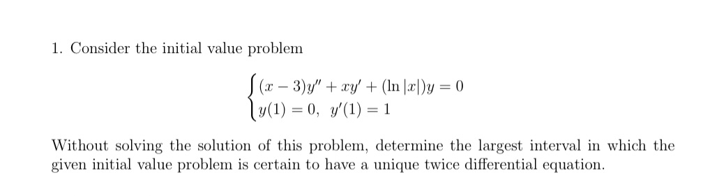 1. Consider the initial value problem 9(1) = 0,