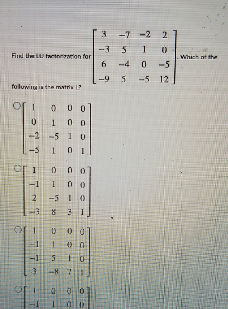 answer only -7 -2 2 -3 5 - Which of the Find the