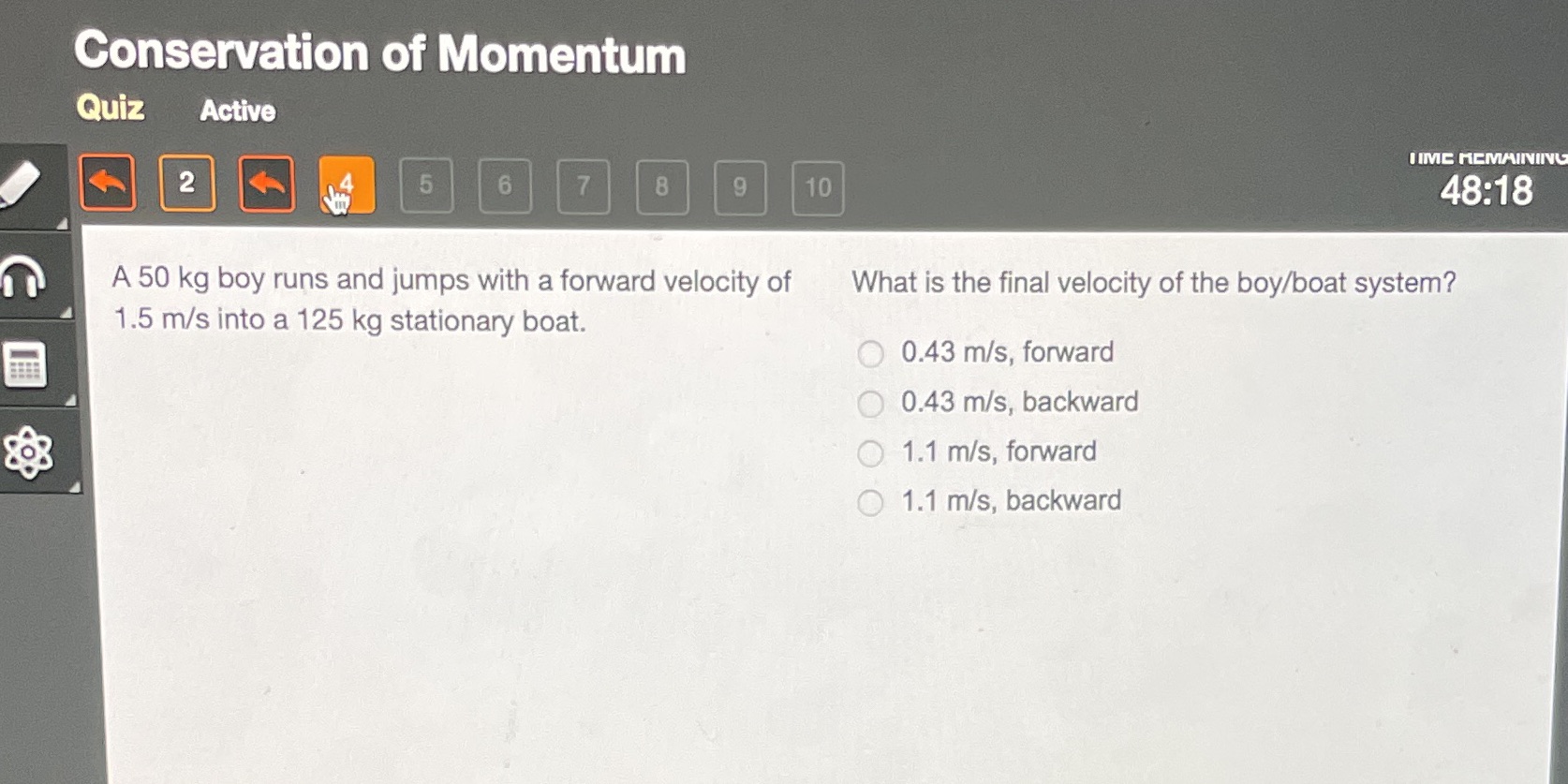 Conservation of Momentum Quiz Active I IMC