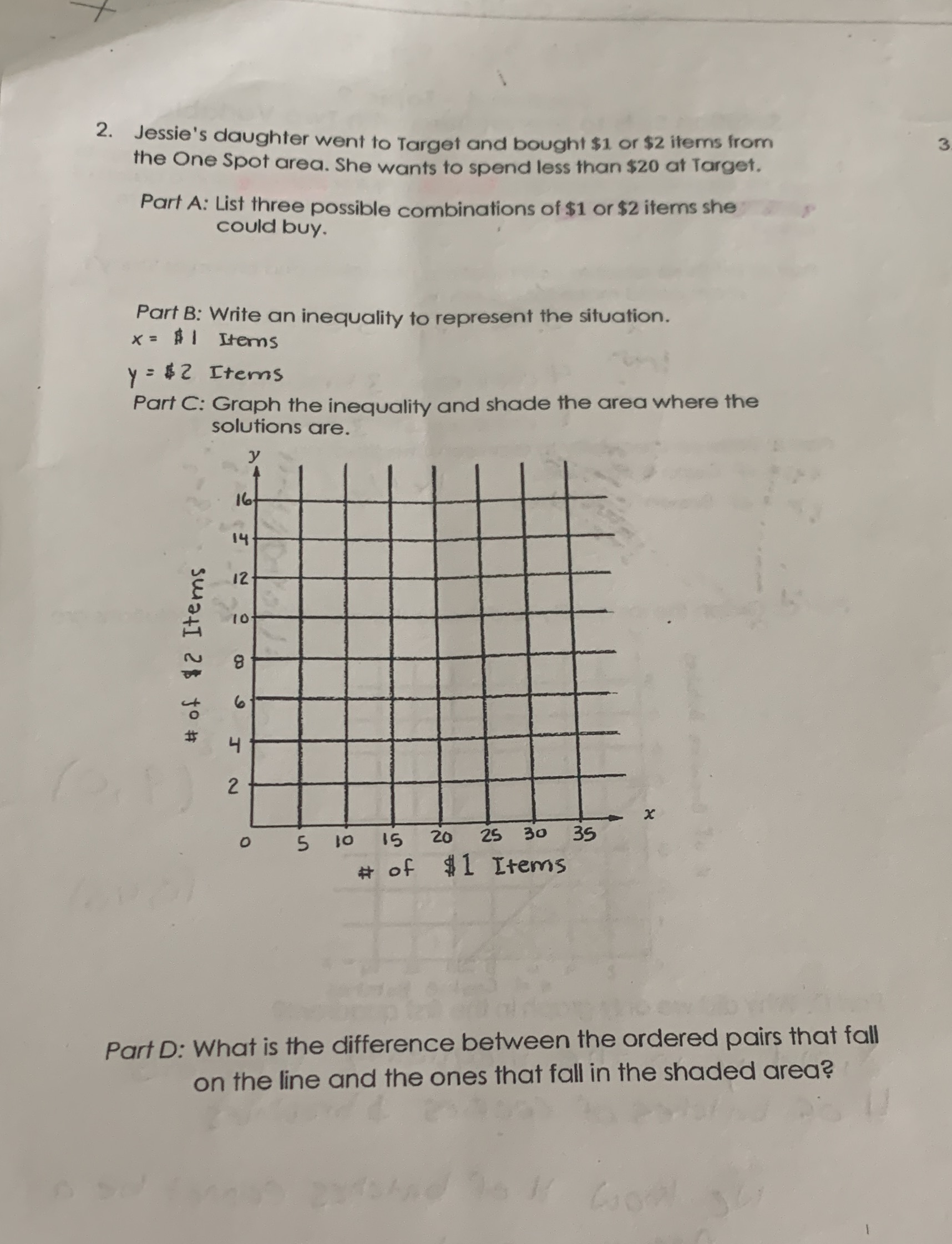 2. Jessie's daughter went to Target and