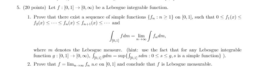 5. (20 points) Let f : [0, 1] - style=