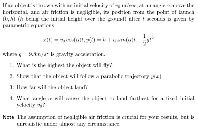If an object is thrown with an initial