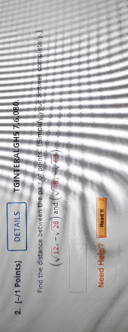 2. [-/1 Points] DETAILS TGINTERALGH5 7.6.080.