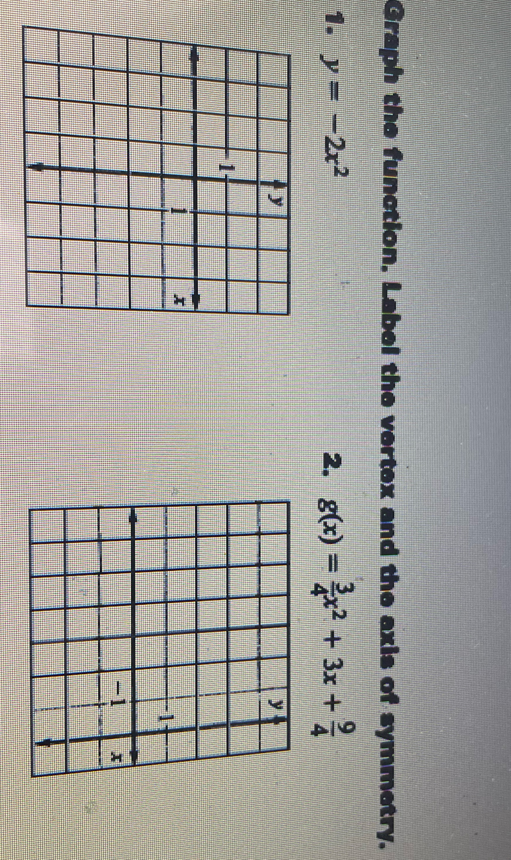 Graph the function. Label the vertex and the axis
