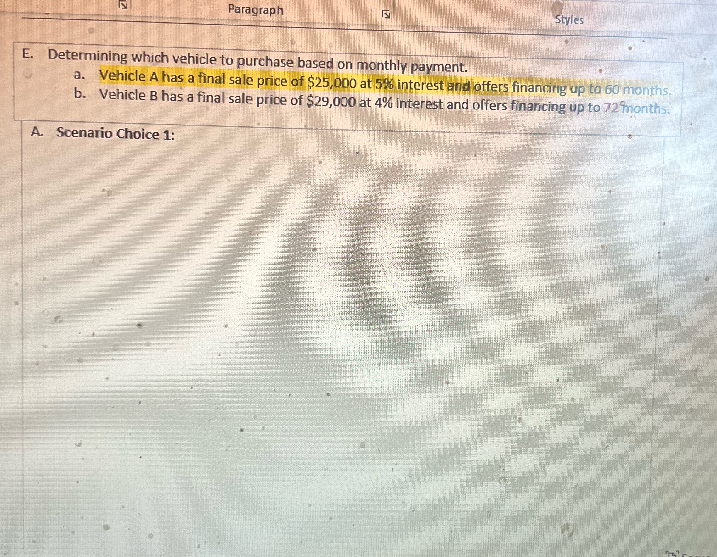 Determine which vehicle to purchase based on