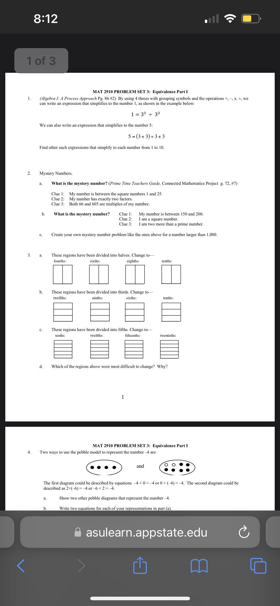 MAT 2910 PROBLEM SET 3: Equivalence Part 1