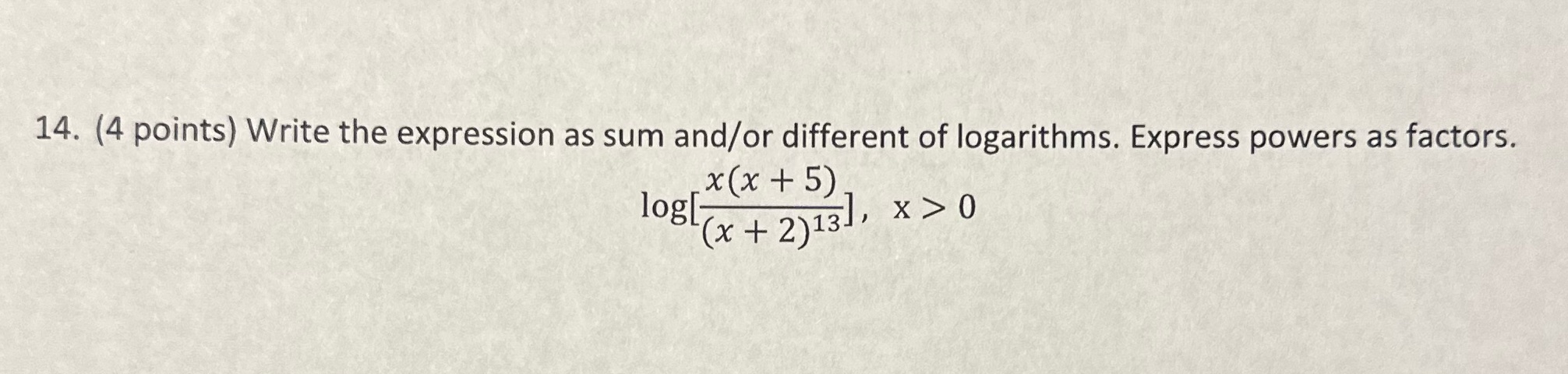 14. (4 points) Write the expression as sum and/or