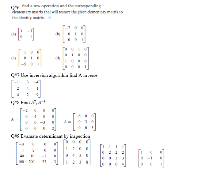 SUBJECT: LINEAR ALGEBRA QUESTION: The questions