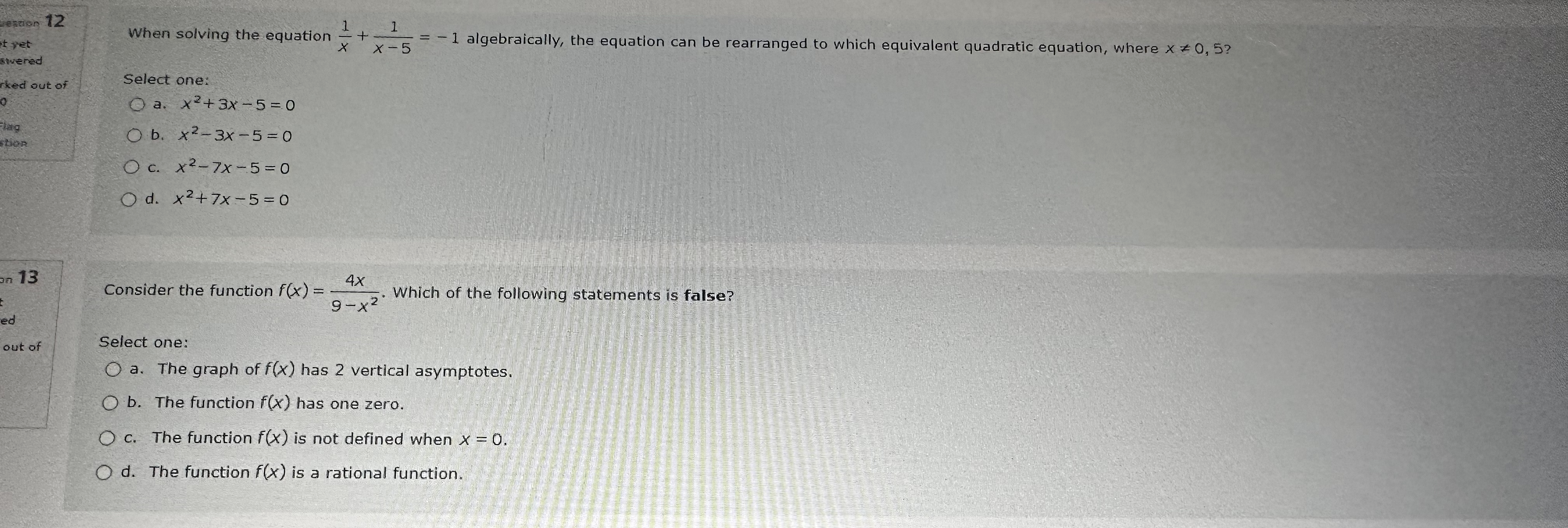 endon 12 When solving the equation 1 t yet X - 5