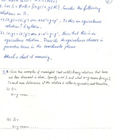 2. Let S = RXR = ((xy)/x, yell. Gunder the