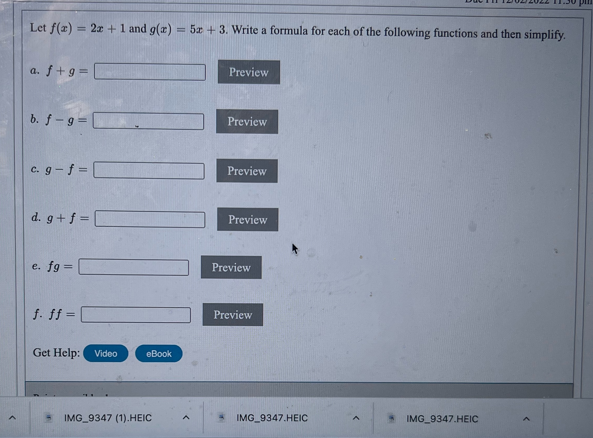 Please help Let f(ac) = 2x + 1 and g(x) - 5x + 3.