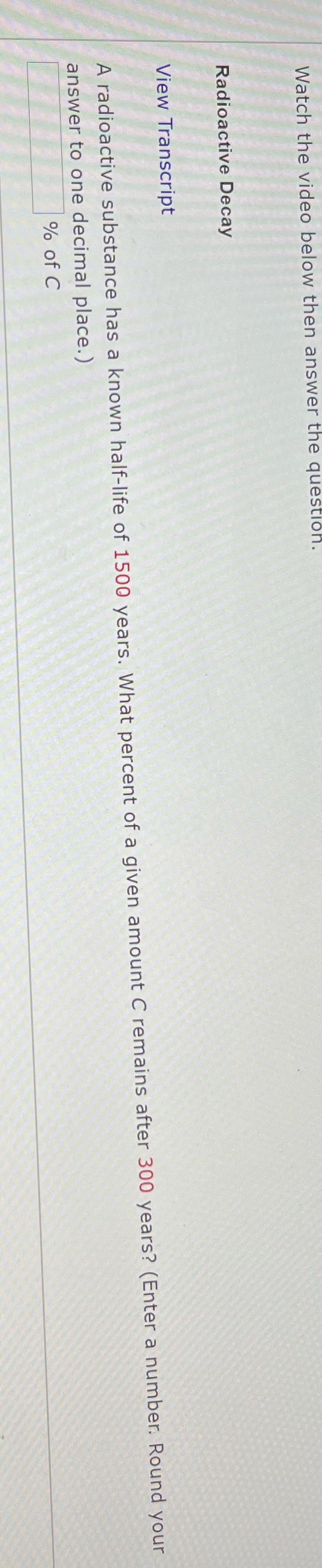 Watch the video below then answer the q