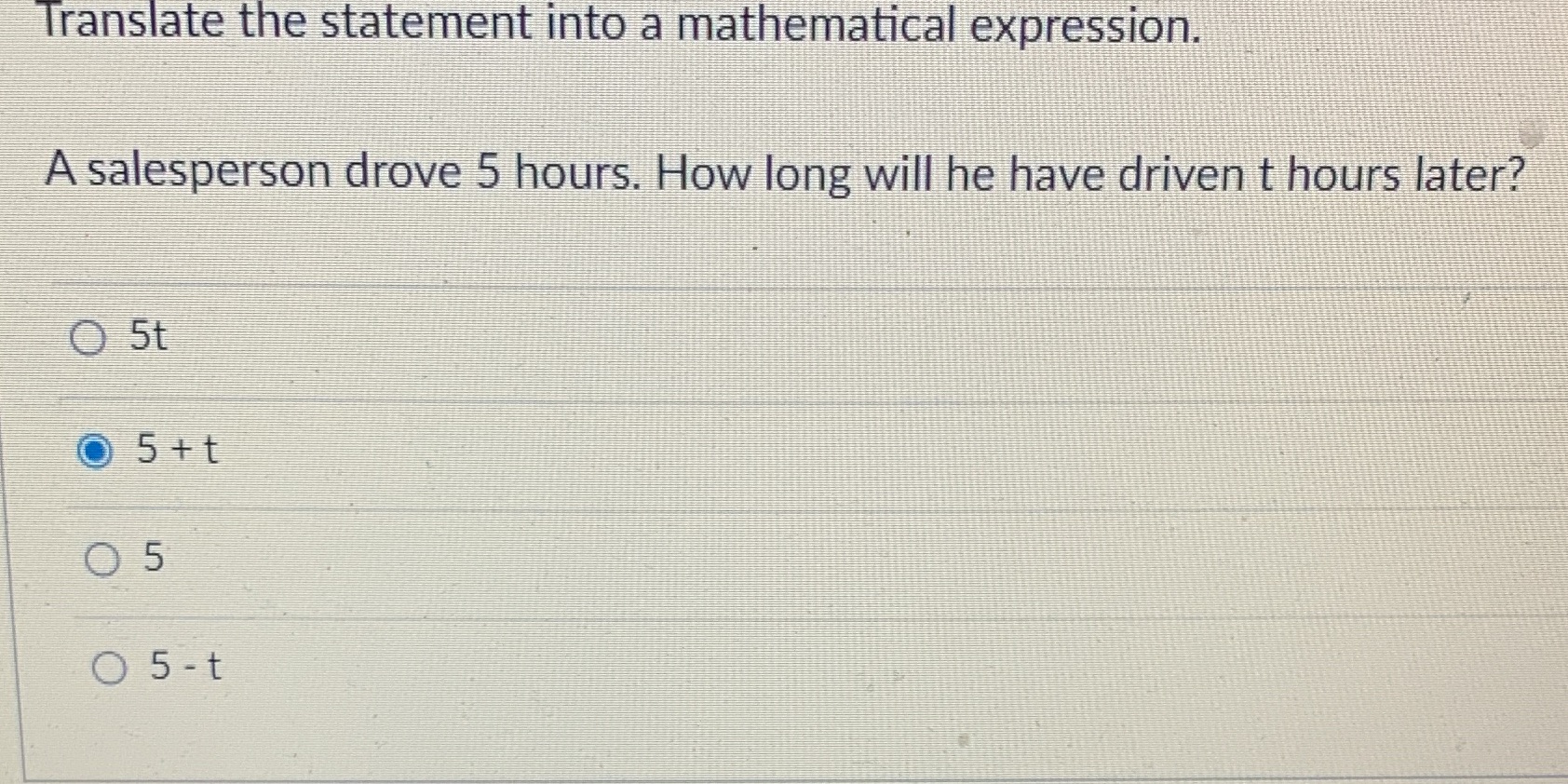 Translate the statement into a mathematical