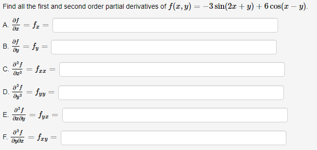 Find all the first and second order partial