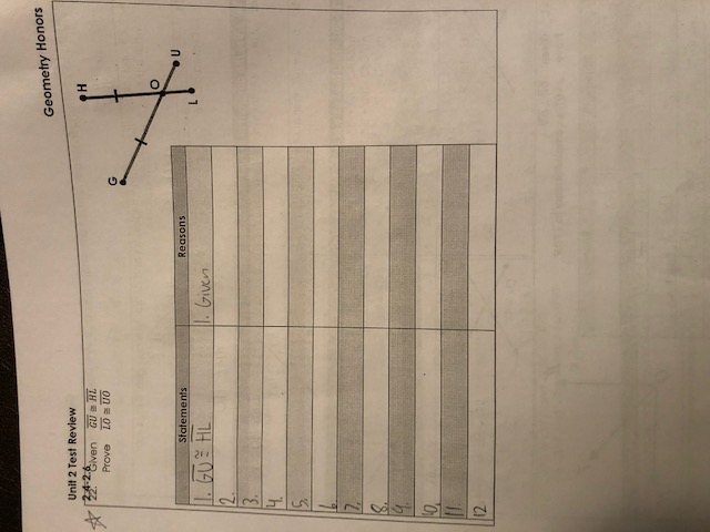 Geometry Honors Unit 2 Test Review 2.4-2.4. H 22.