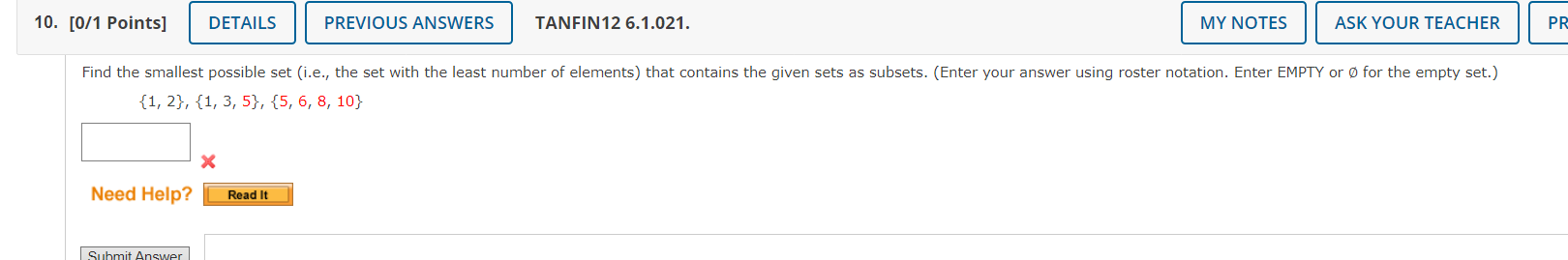 10. [0/1 Points] DETAILS PREVIOUS ANSWERS TANFIN
