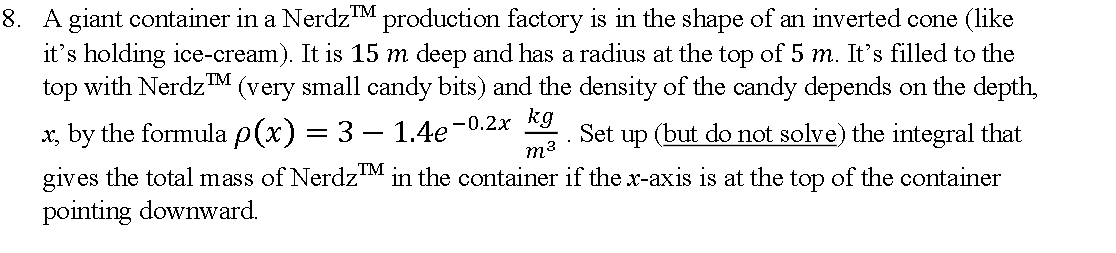 6. Set up (but do not solve) the integral for the