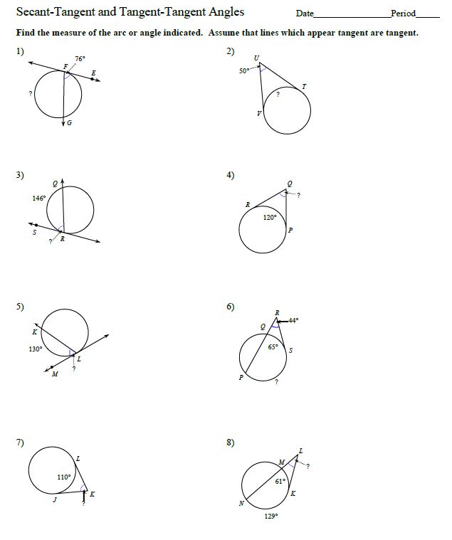 Area of a segment Sheet 1 1) The area of a