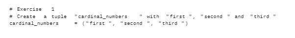 # Exercise 1 a tuple " cardinal_numbers "first