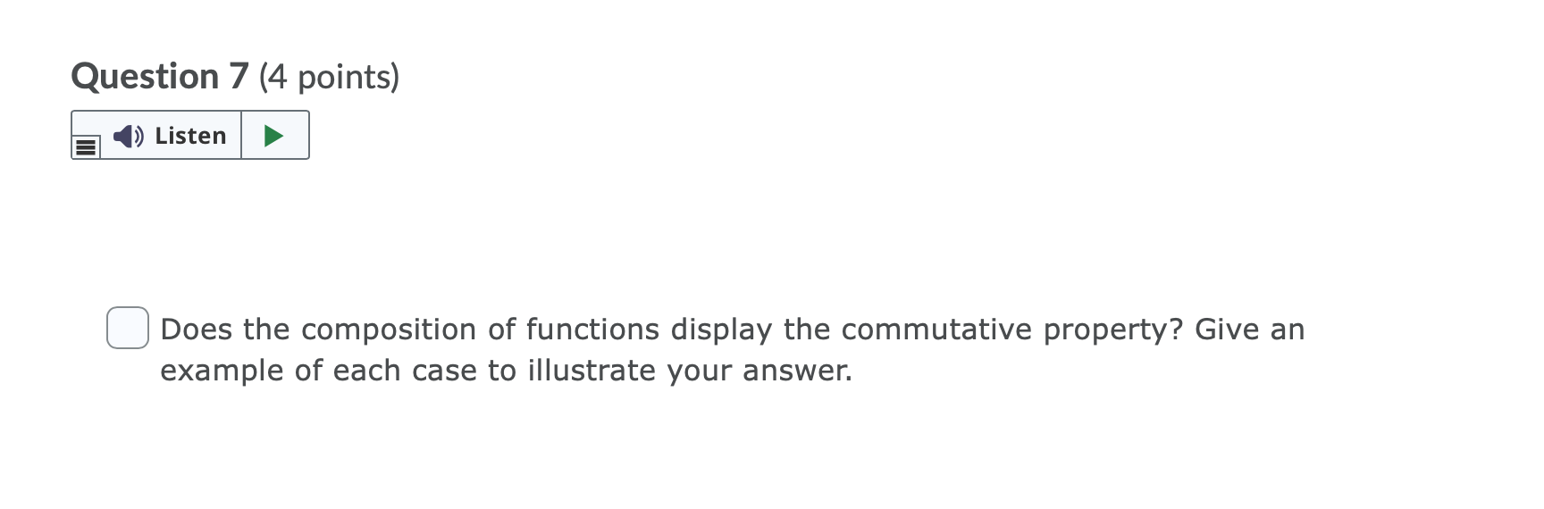 Question 5 (2 points) Listen From the following
