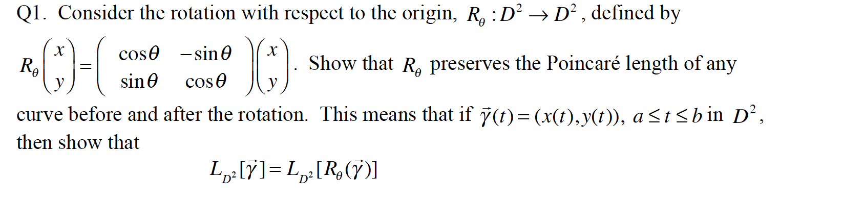 Q1. Consider the rotation with respect to the
