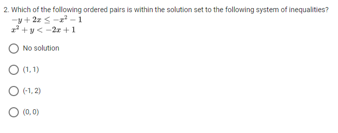 \f2. Which of the following ordered pairs is