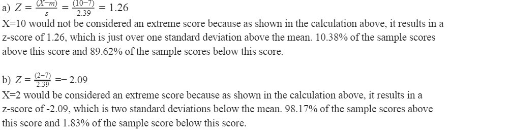 .r 2.39 X=10 would not be considered an extreme