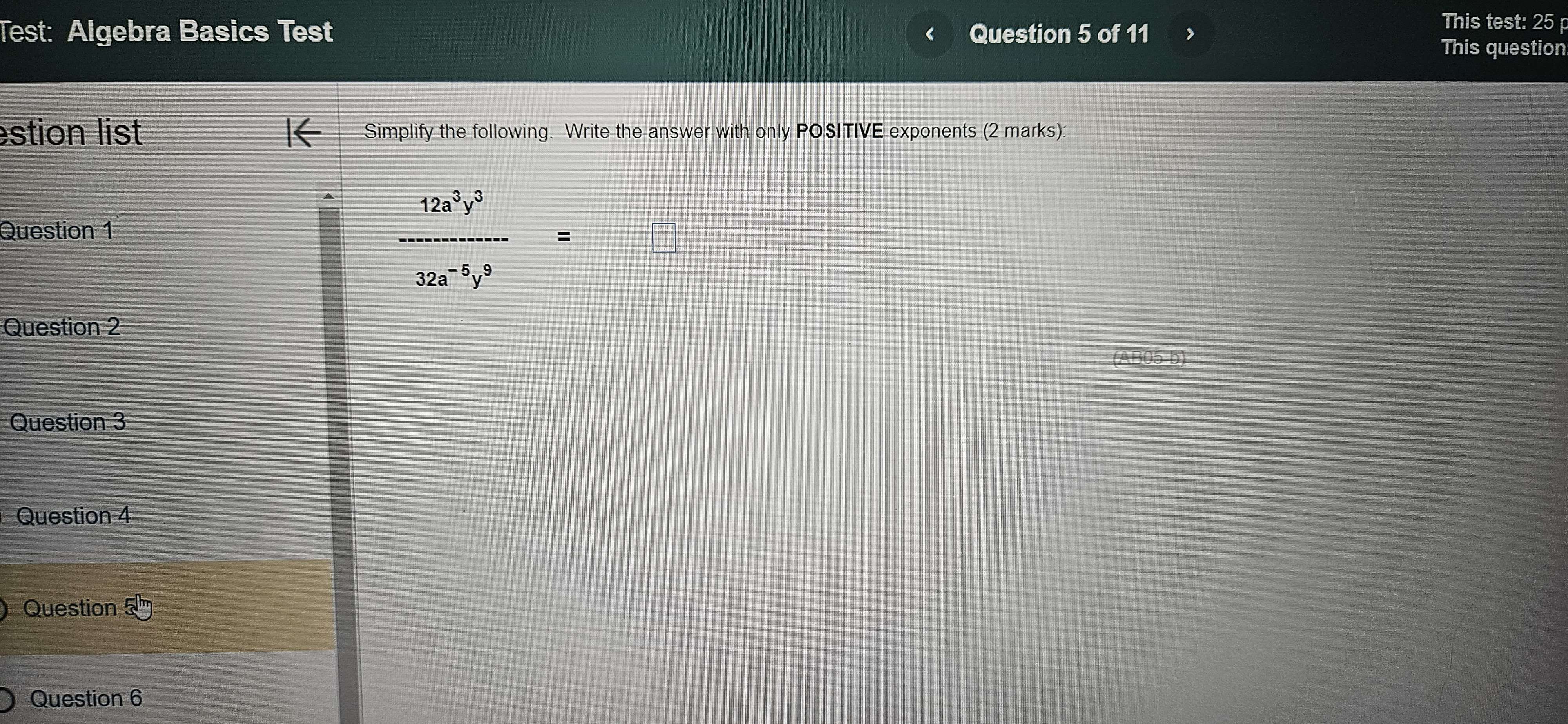 Pearl Williar E Test: Algebra Basics Test