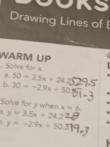 UAS Drawing Lines of WARM UP Solve for X a. 50 =