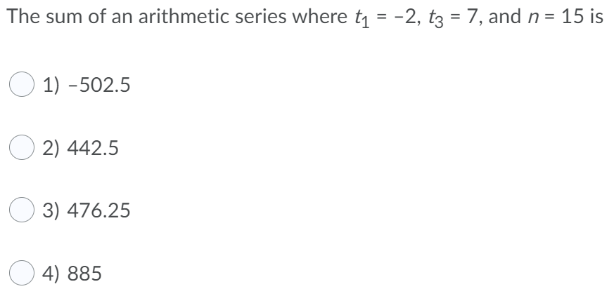 Sequences and Series \fWhich of the given