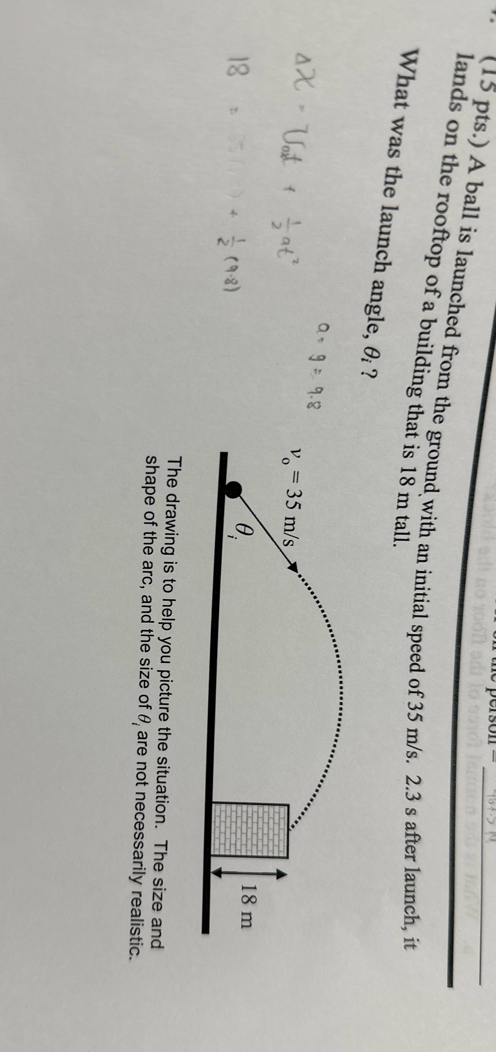 (1) pts.) A ball is launched from the ground with