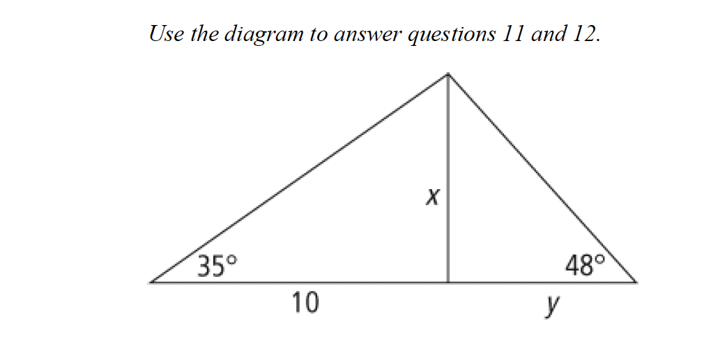 Use the diagram to answer questions 11 and 12. X