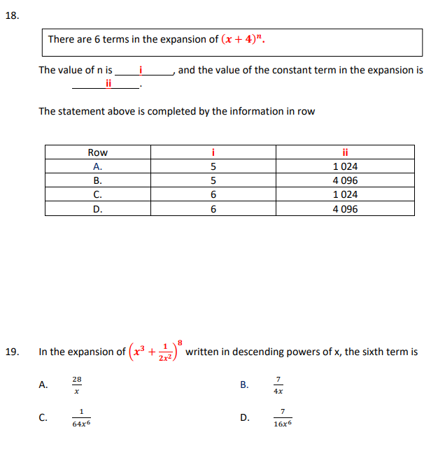 18. There are E- ten'ns in the expansion of