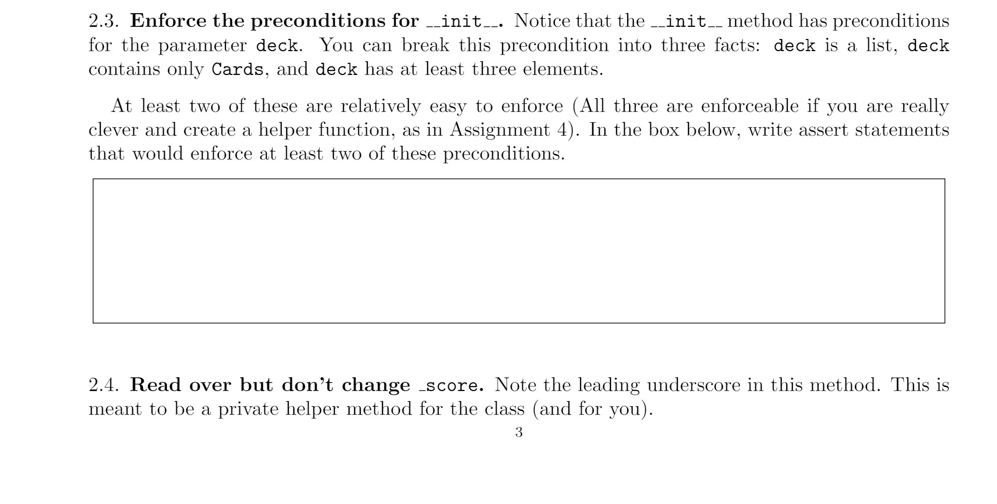 2.3. Enforce the preconditions for __init__.