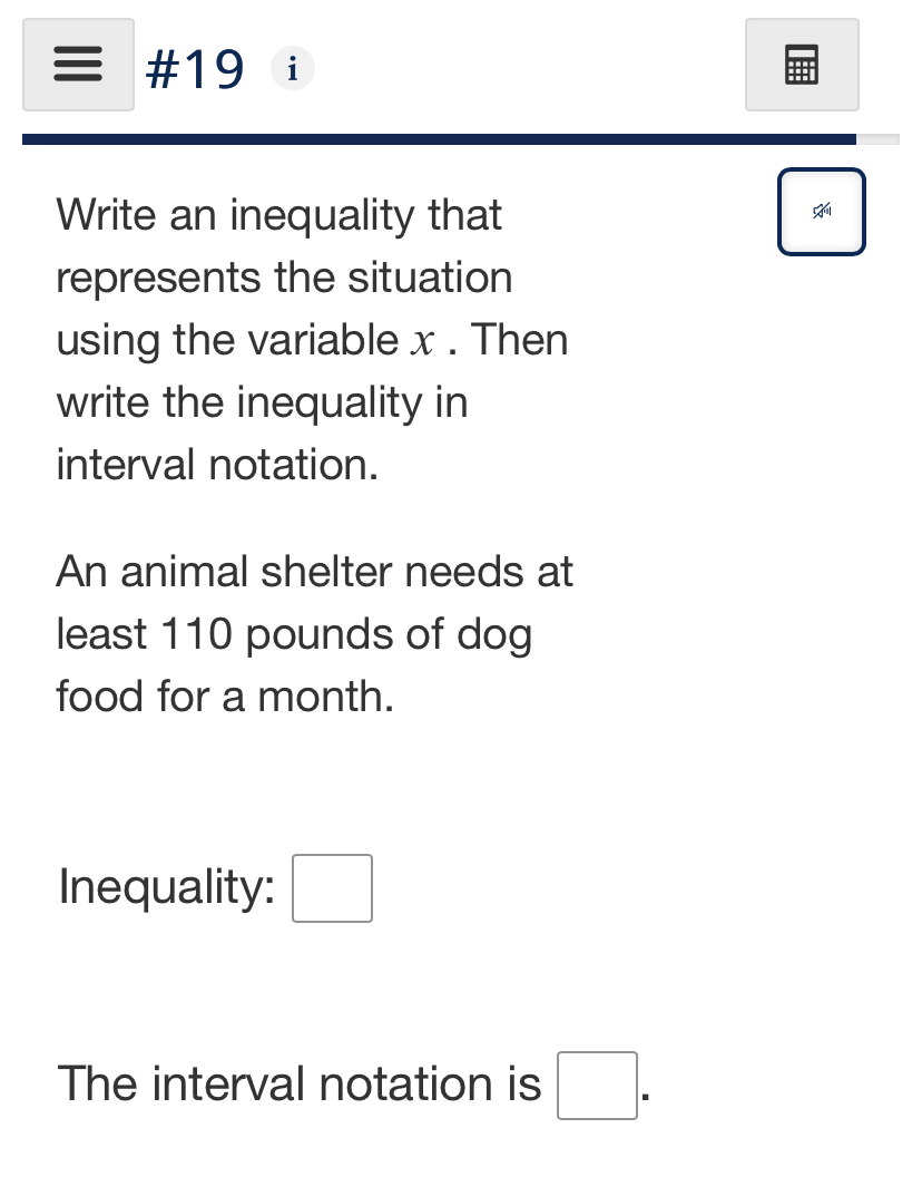 #19 i Write an inequality that represents the