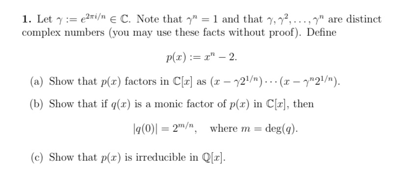1. Let "y :2 ski!" E C. Note that \"y\" = l and